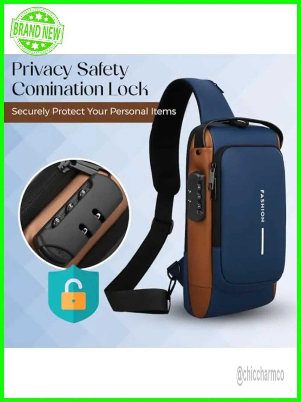Unisex Anti-Theft Sling Bag with USB Port, Water-Resistant Crossbody Chest